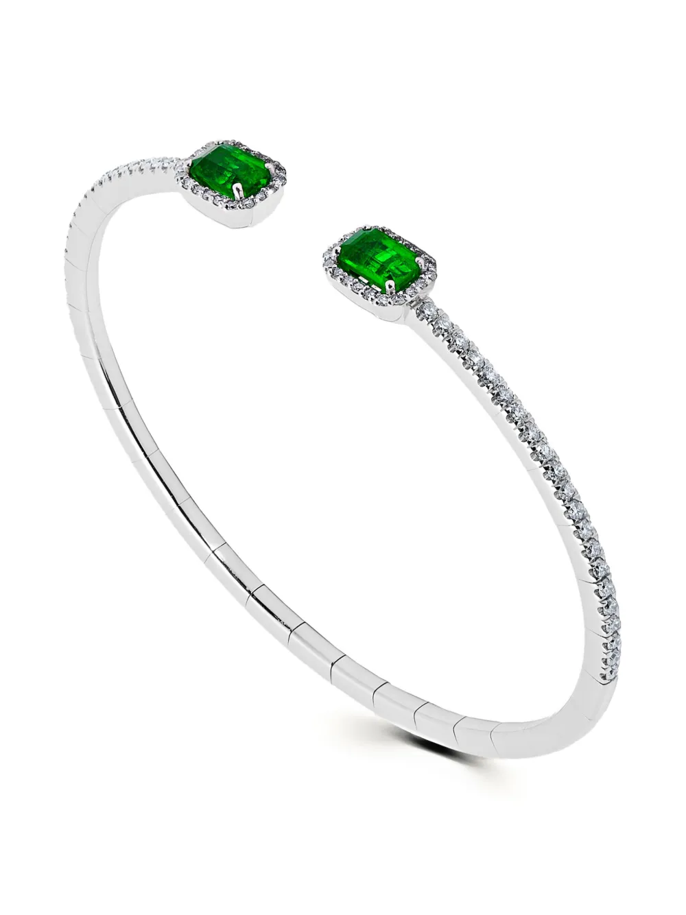 Jewels Aficionado 18kt white gold diamond and emerald cuff | Image 2