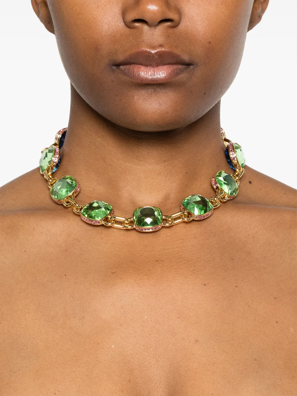 Swarovski Chroma Twist Necklace In Gold