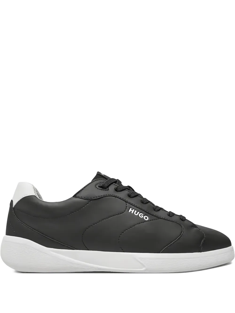 HUGO logo-detail leather trainers Zwart