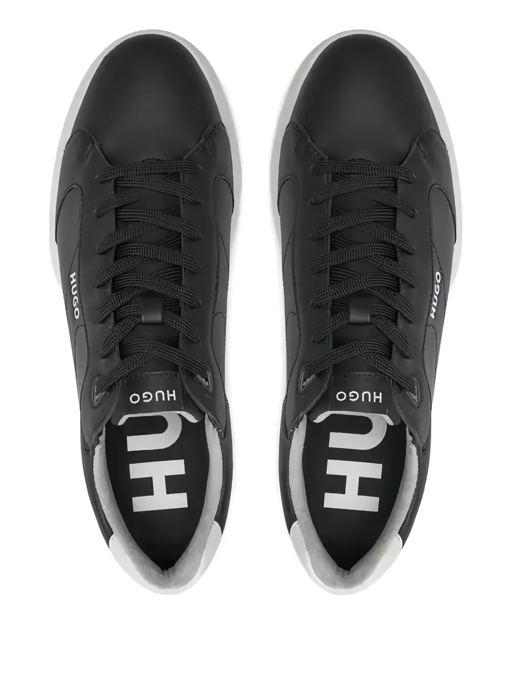 HUGO logo-detail leather trainers Black