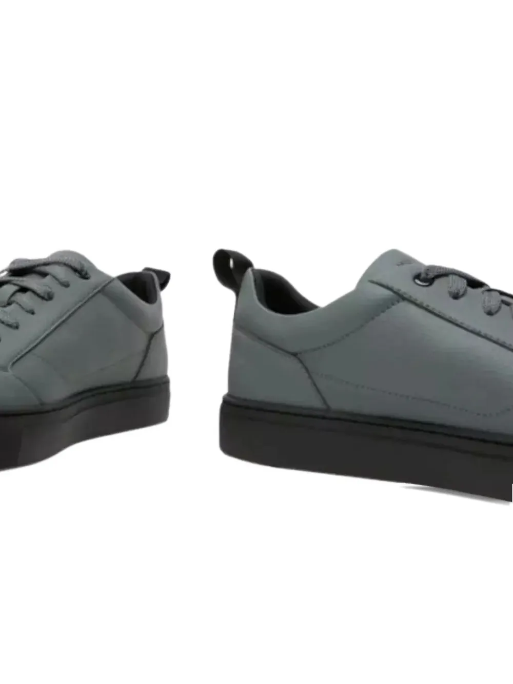 Hugo Boss Lace-up Leather Trainers In Gray