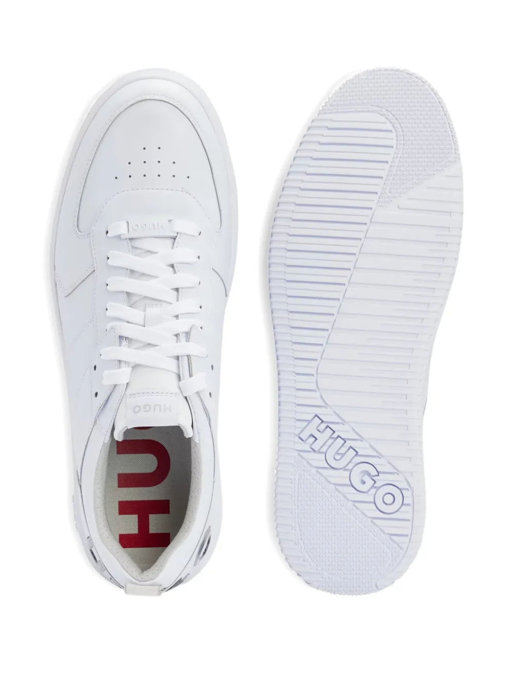 HUGO logo-detail leather trainers White
