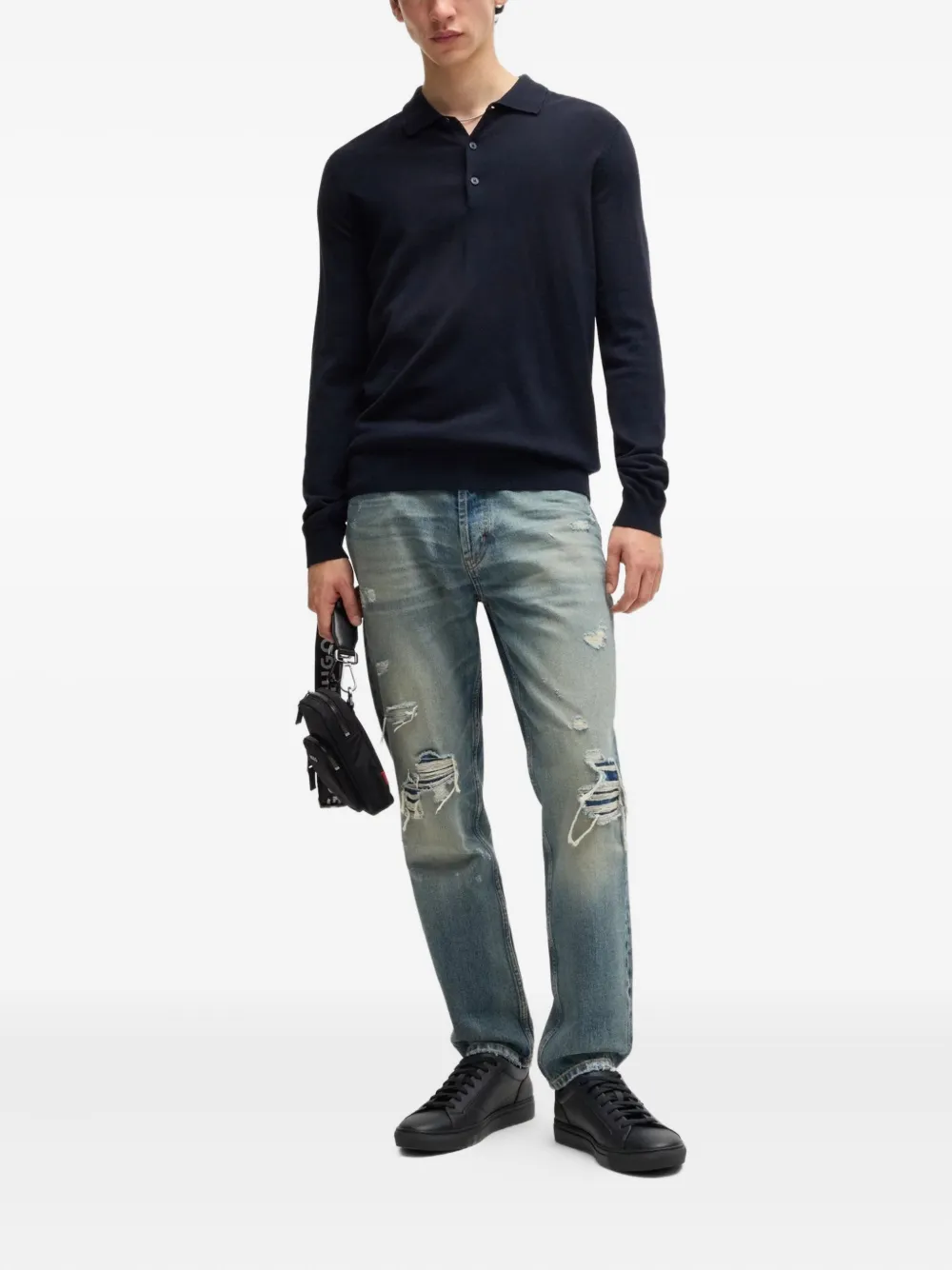 HUGO Morrie sneakers met logodetail Zwart