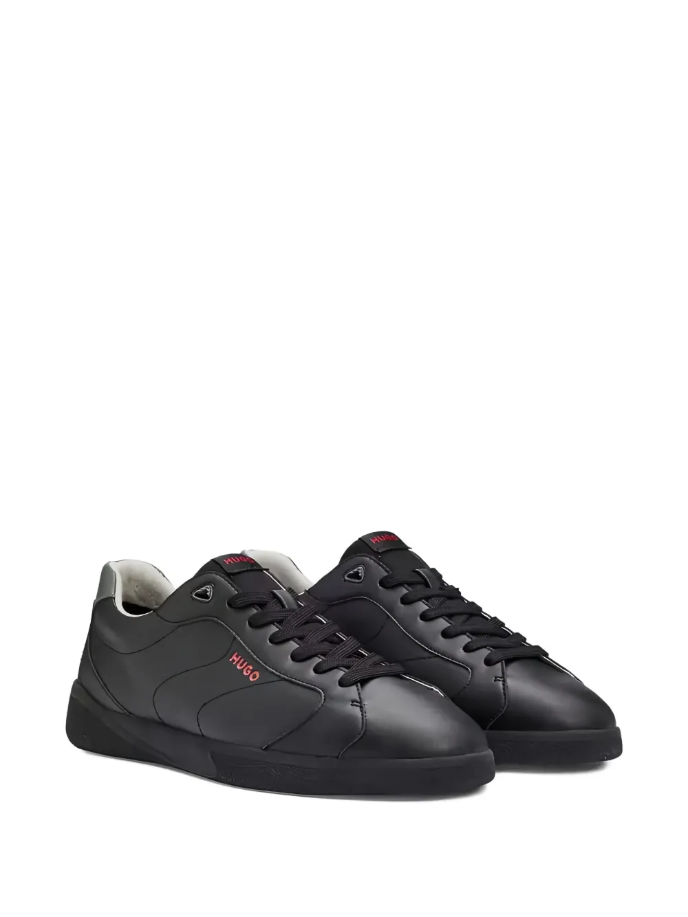 HUGO leather lace-up trainers Zwart