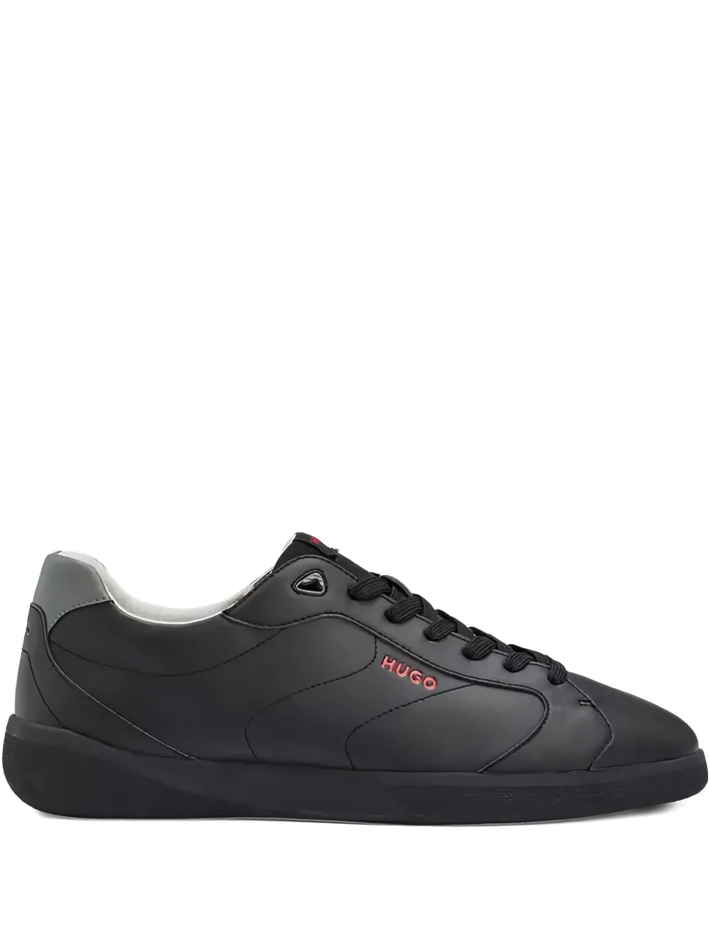 HUGO leather lace-up trainers Zwart