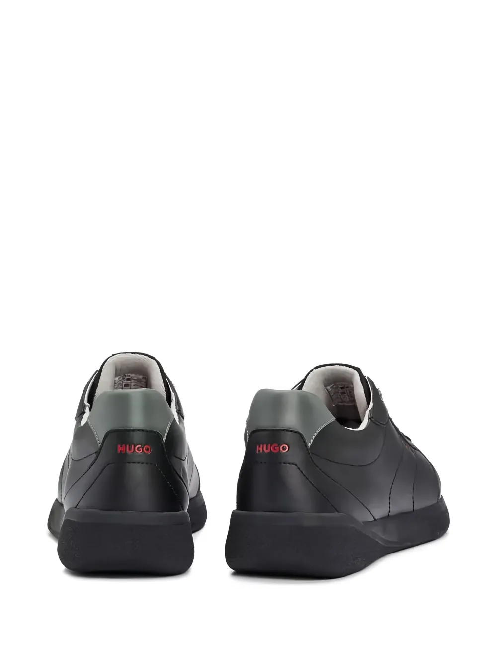 HUGO leather lace-up trainers Zwart
