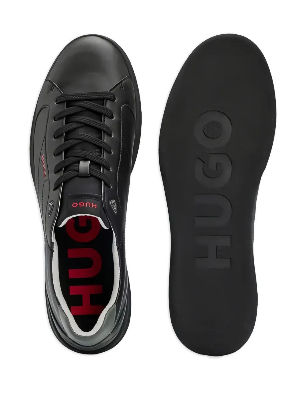HUGO leather lace-up trainers Zwart