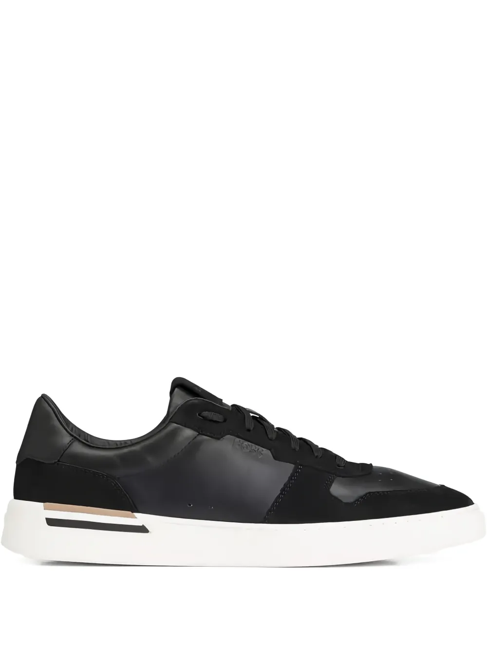 HUGO leather suede panel trainers Black