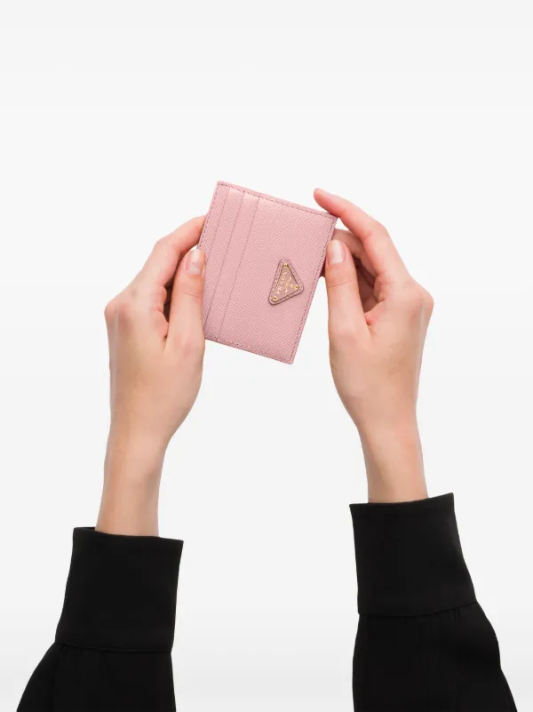 Prada Saffiano Leather Card Holder | Pink | FARFETCH