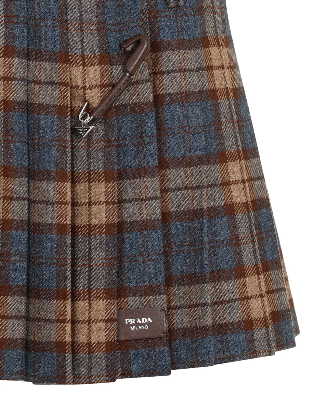 Prada Pleated Plaid Wool Miniskirt In F0005 Brown