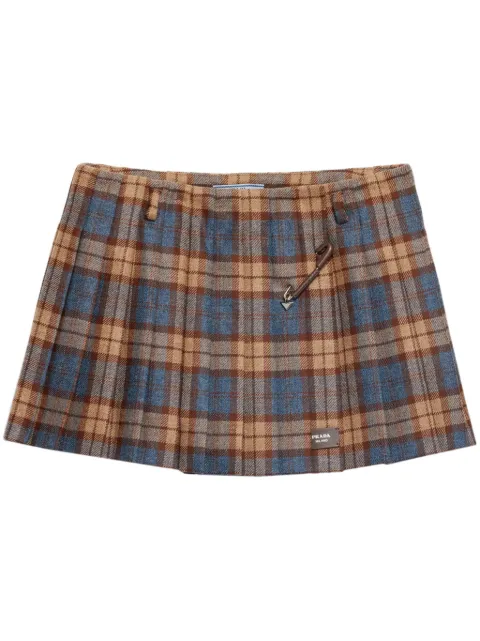 Prada checked wool mini skirt