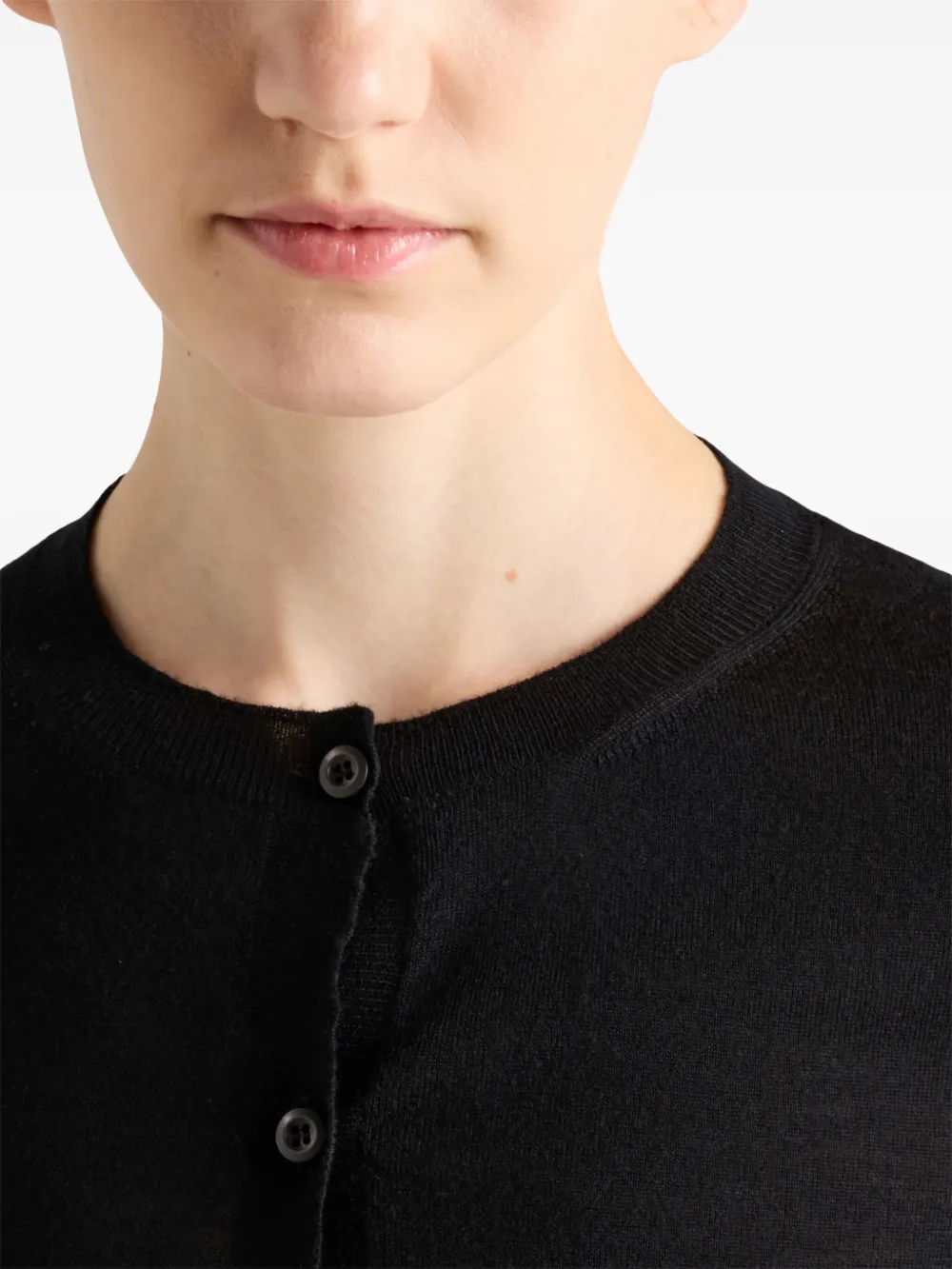 Shop Prada Wool Cardigan In Black