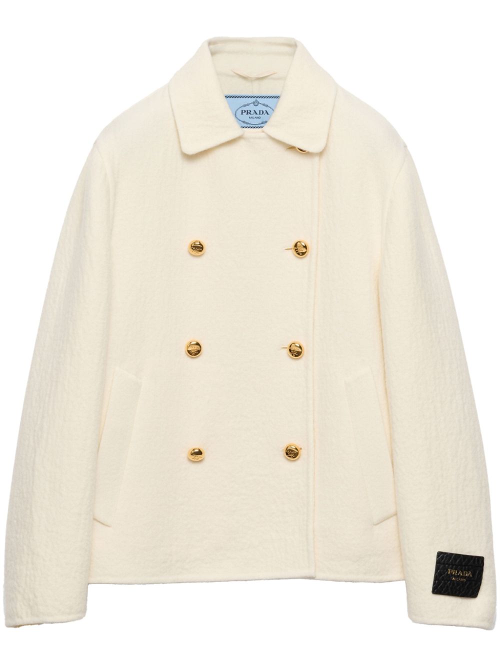 Prada double-breasted twill jacket - Neutrals