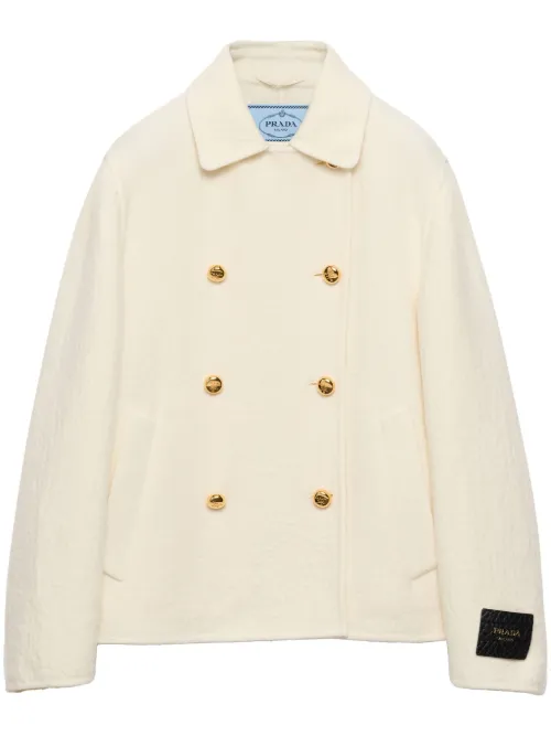 Veste en laine sergée à boutonnière croisée - Prada - Modalova