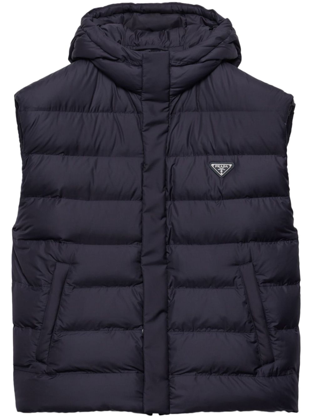 Prada down hooded vest - Blue