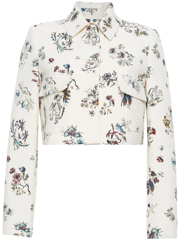 Adam Lippes Floral Jacket in White