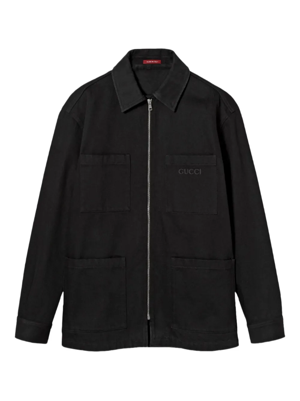 Gucci zip-front patch-pocket jacket Zwart