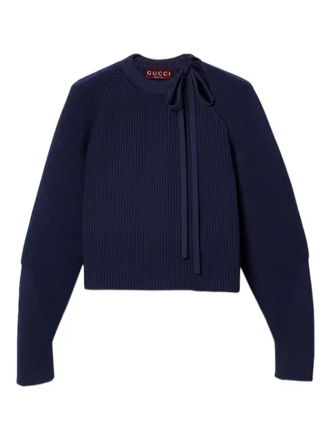 Gucci tie-neck ribbed-knit sweater