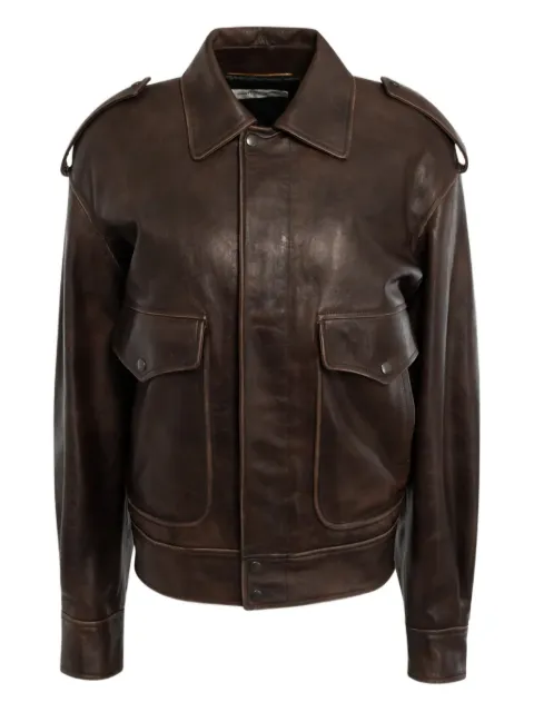 Saint Laurent flap-pockets leather jacket