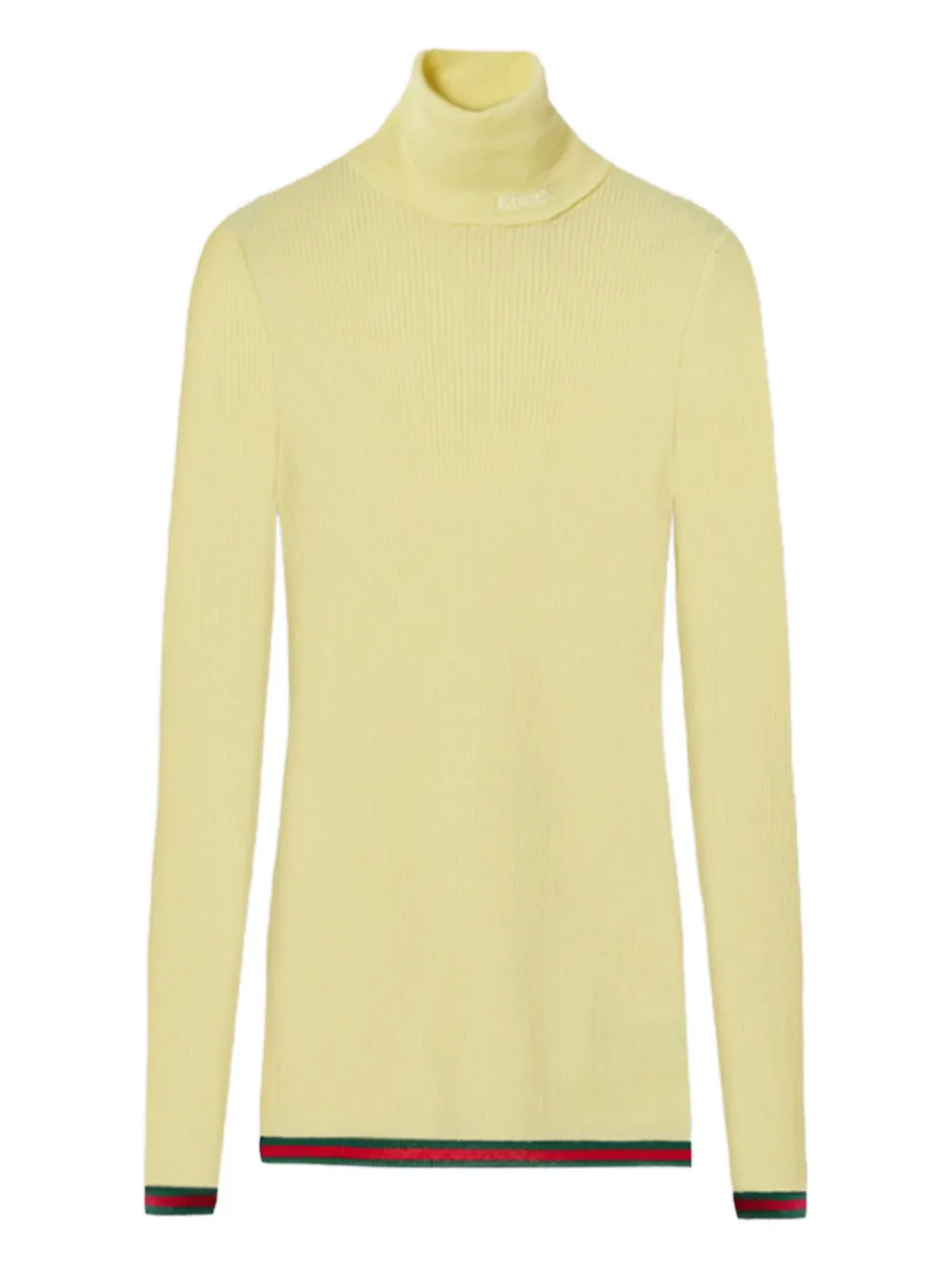Gucci ribbed-knit turtleneck top Geel