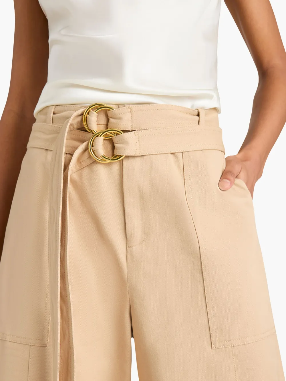 Cinq A Sept Pantalon met wijde pijpen Beige