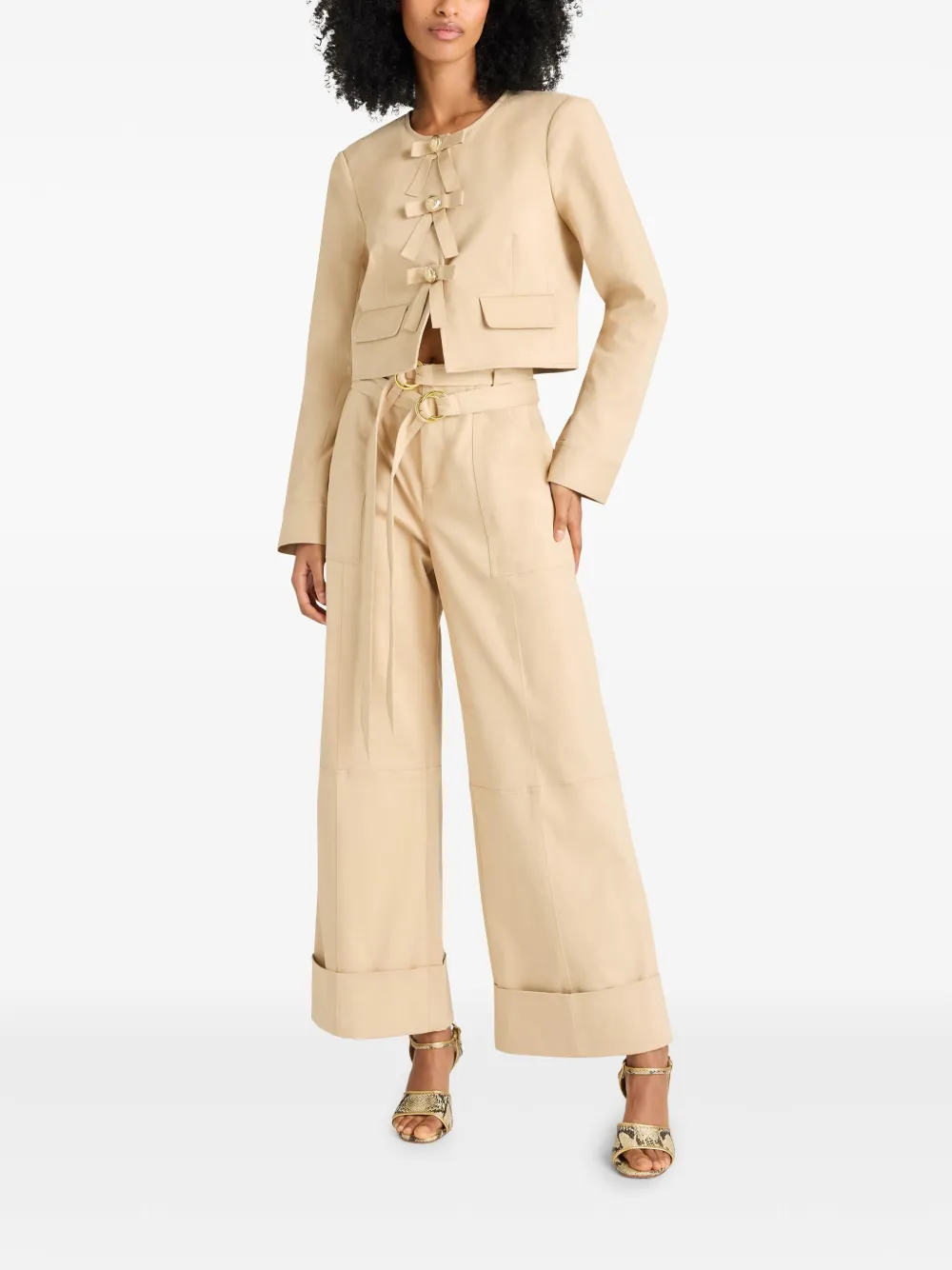 Cinq A Sept Pantalon met wijde pijpen - Beige