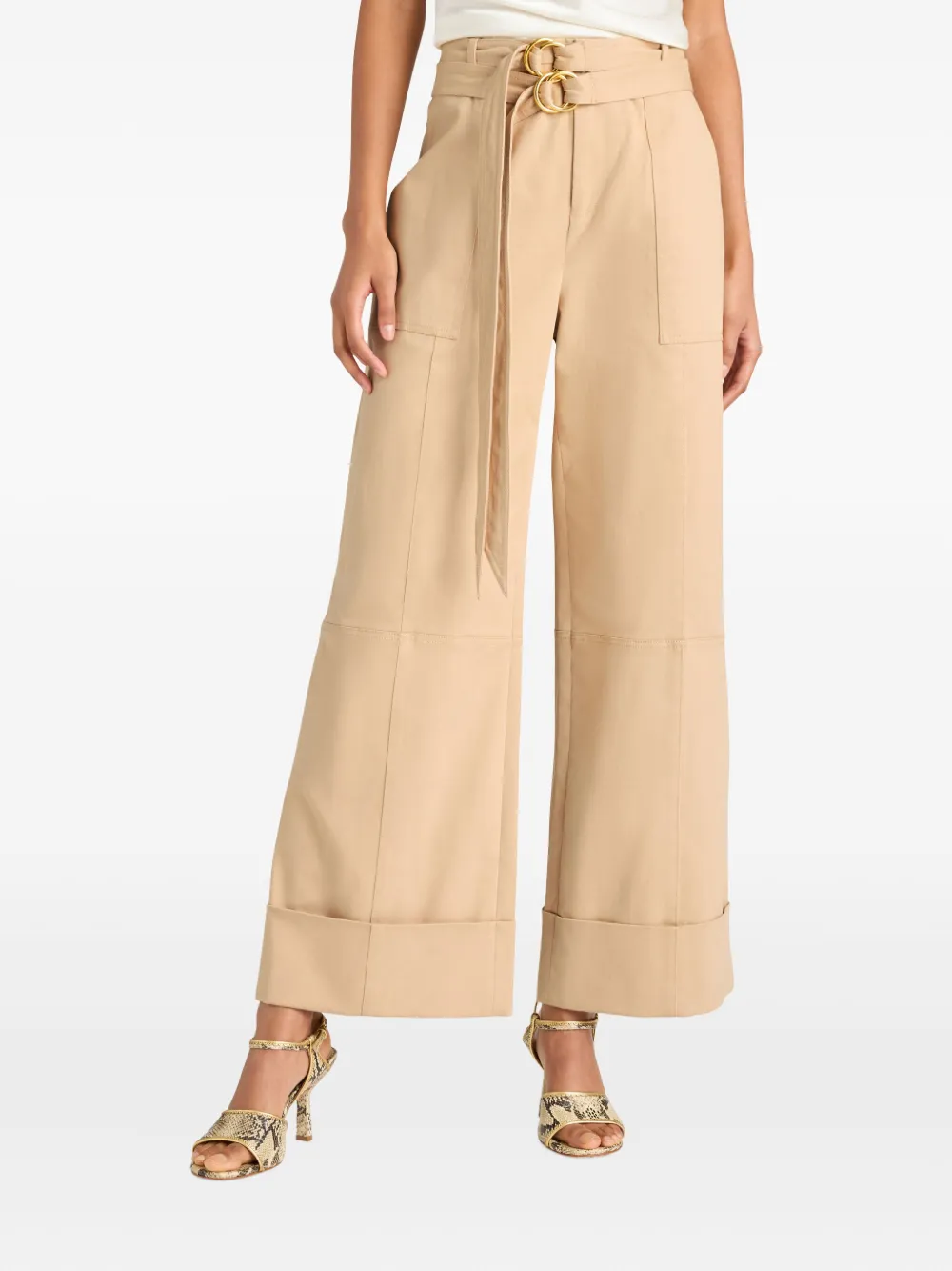 Cinq A Sept Pantalon met wijde pijpen Beige