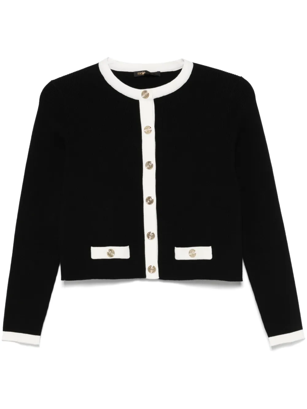 Maje Two-tone Cardigan In Black