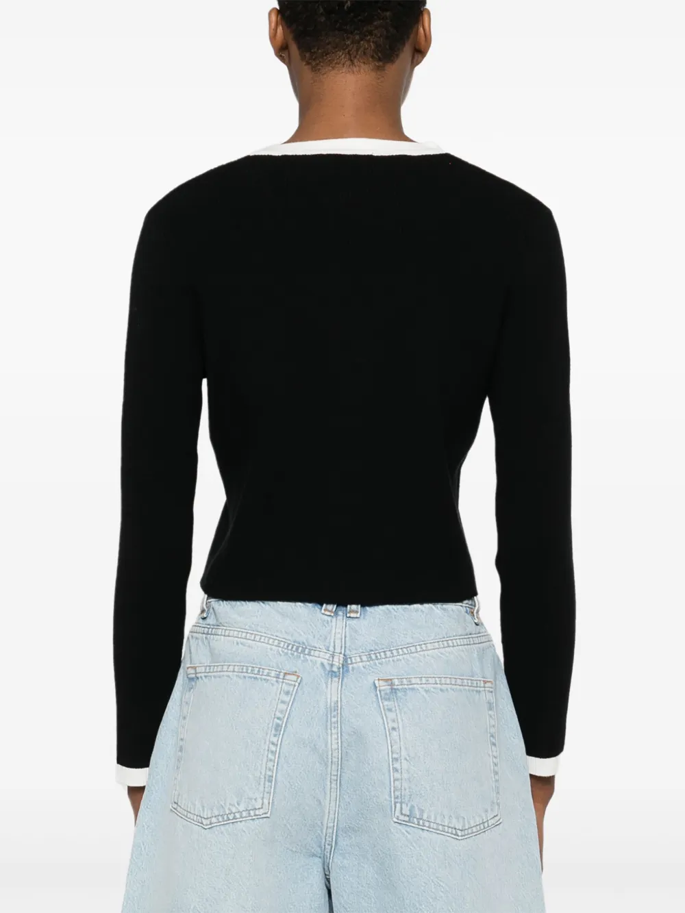 Maje Two-tone Cardigan In Black