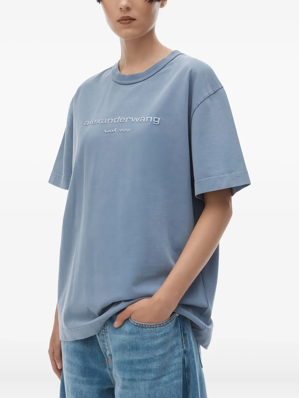 Alexander Wang T-shirt met geborduurd logo Blauw