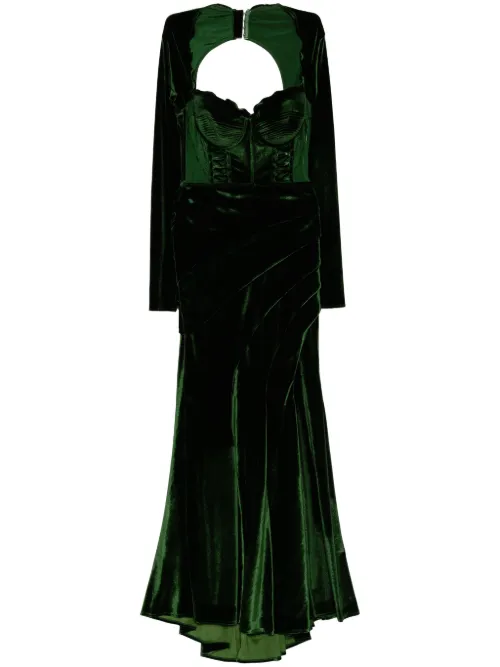 Zeena Zaki robe en velours - Vert - Zeena Zaki - Modalova