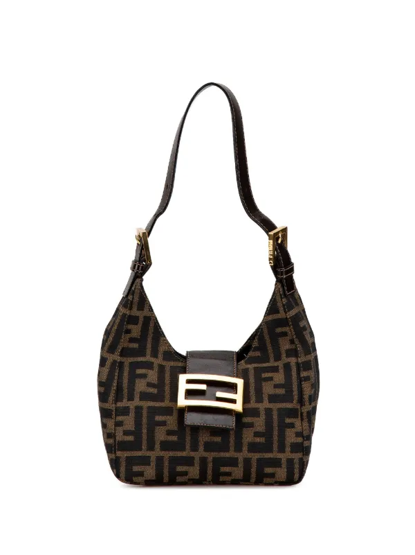 Fendi zucca canvas shoulder bag on sale