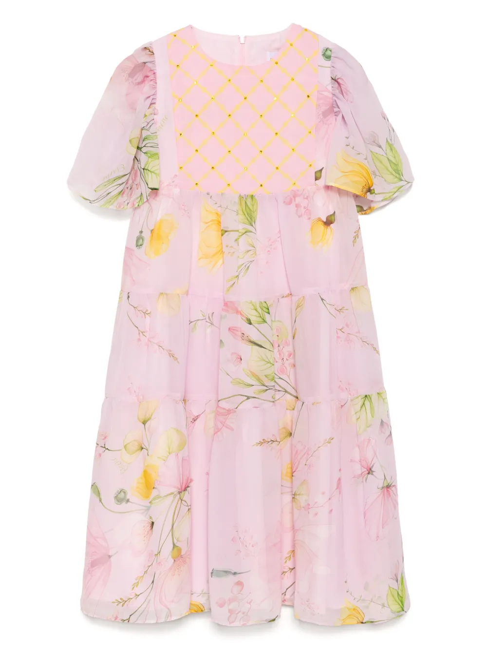 Shop Eirene Floral Chiffon Dress In Pink