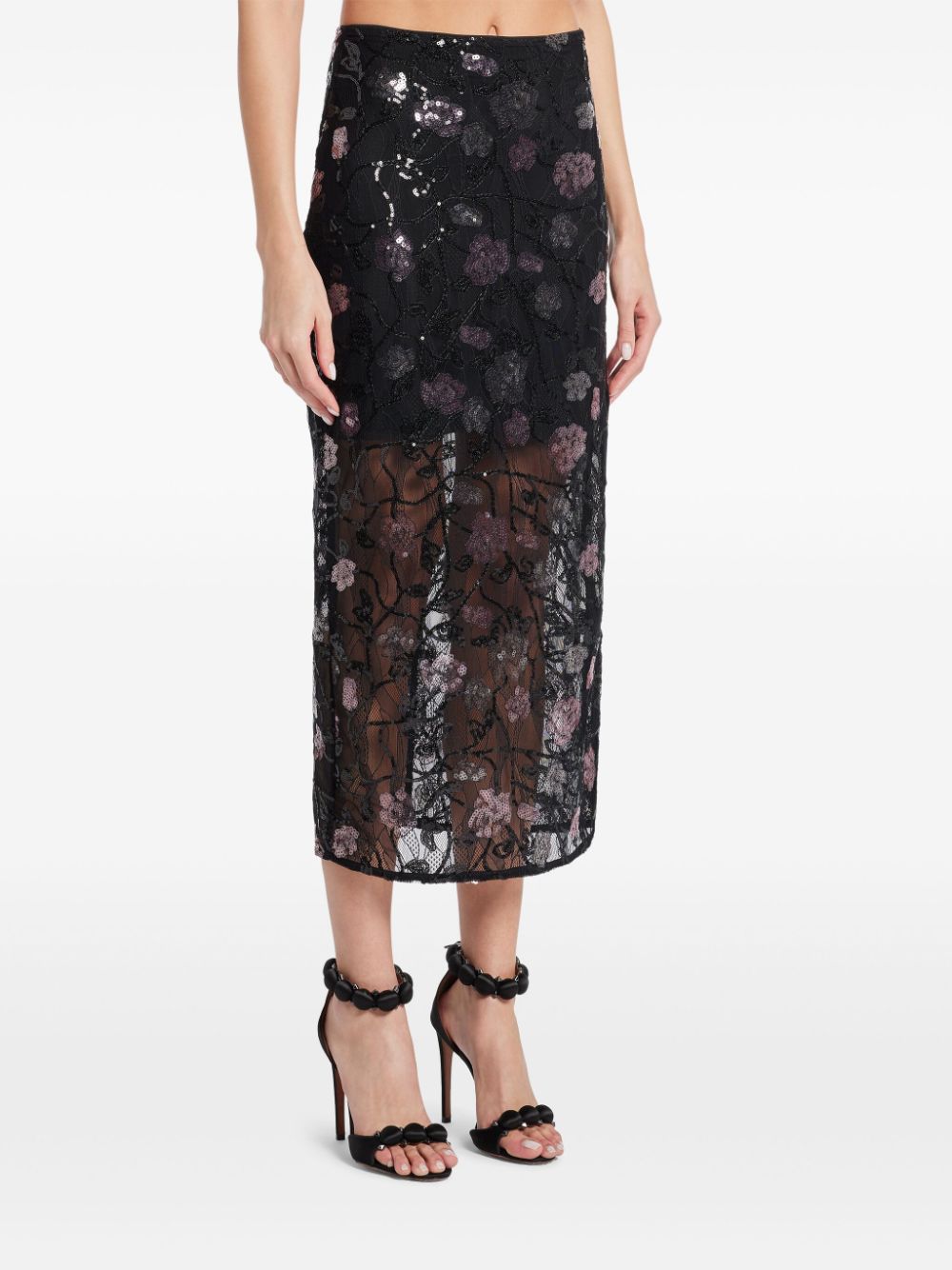 ROTATE BIRGER CHRISTENSEN lace midi skirt - Zwart