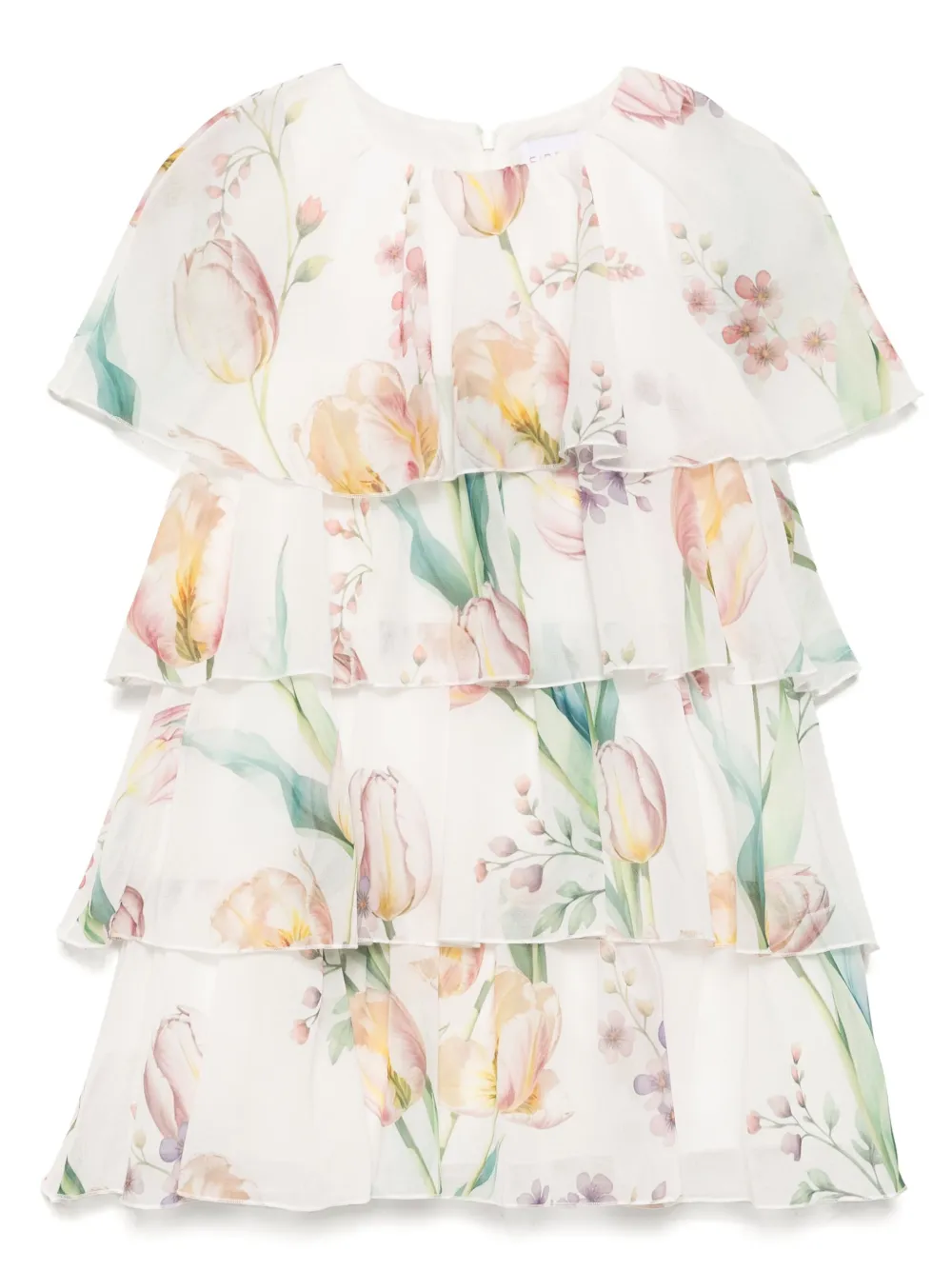 Eirene Georgette jurk met tulpprint Wit