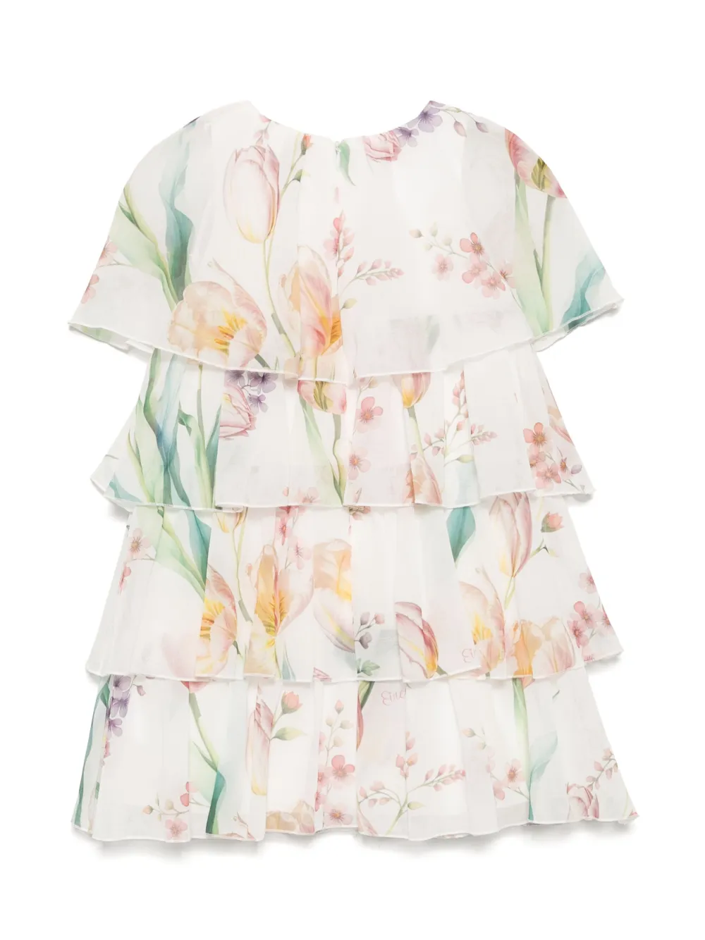 Eirene Georgette jurk met tulpprint Wit