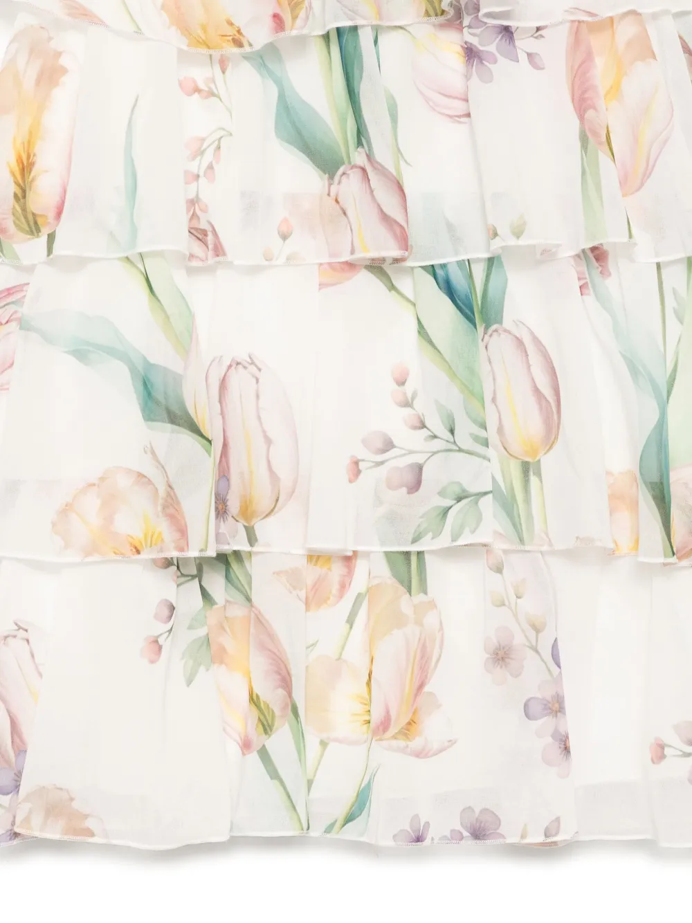 Eirene Georgette jurk met tulpprint Wit