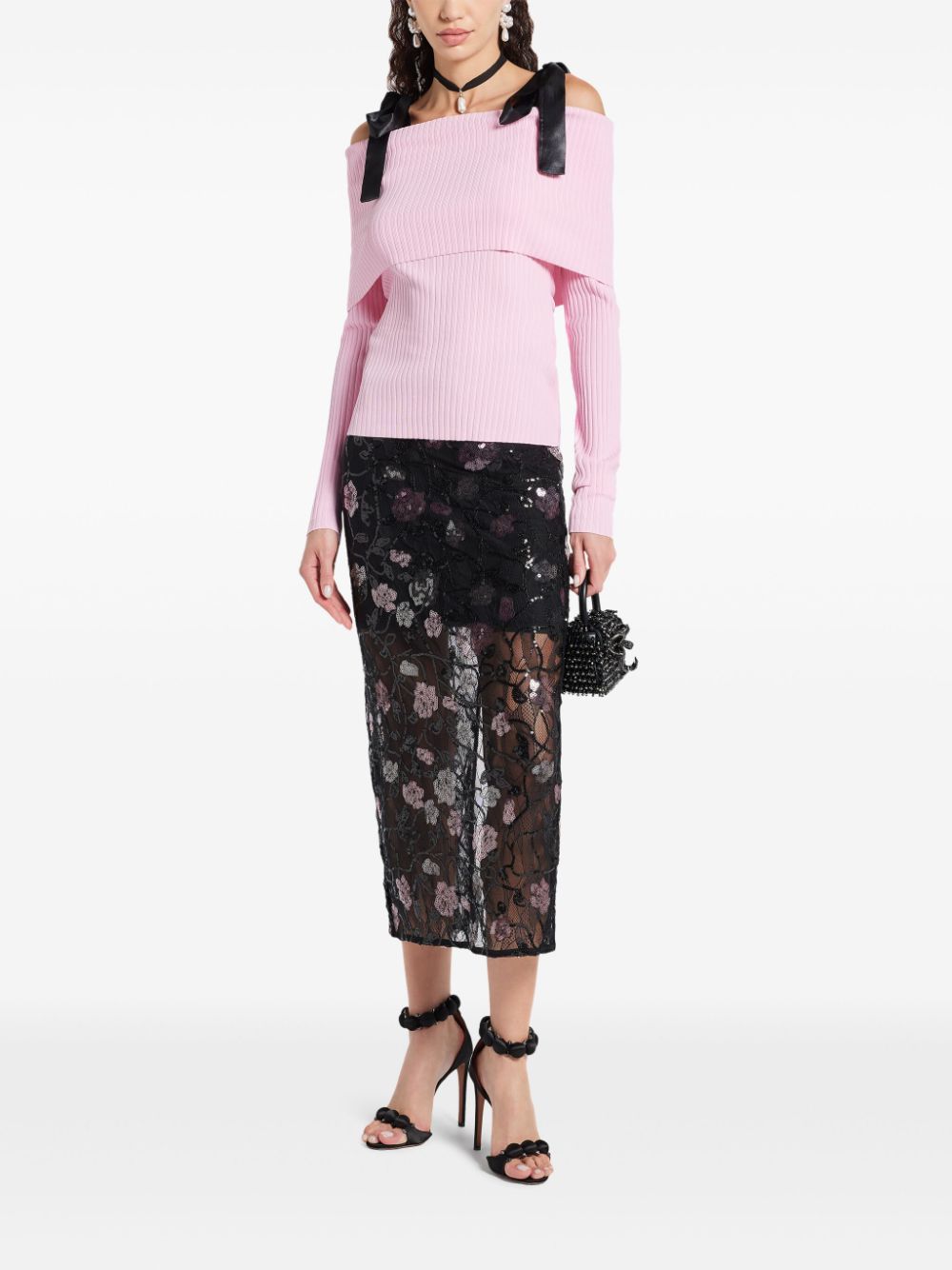 ROTATE BIRGER CHRISTENSEN off-shoulder strap sweater - Roze