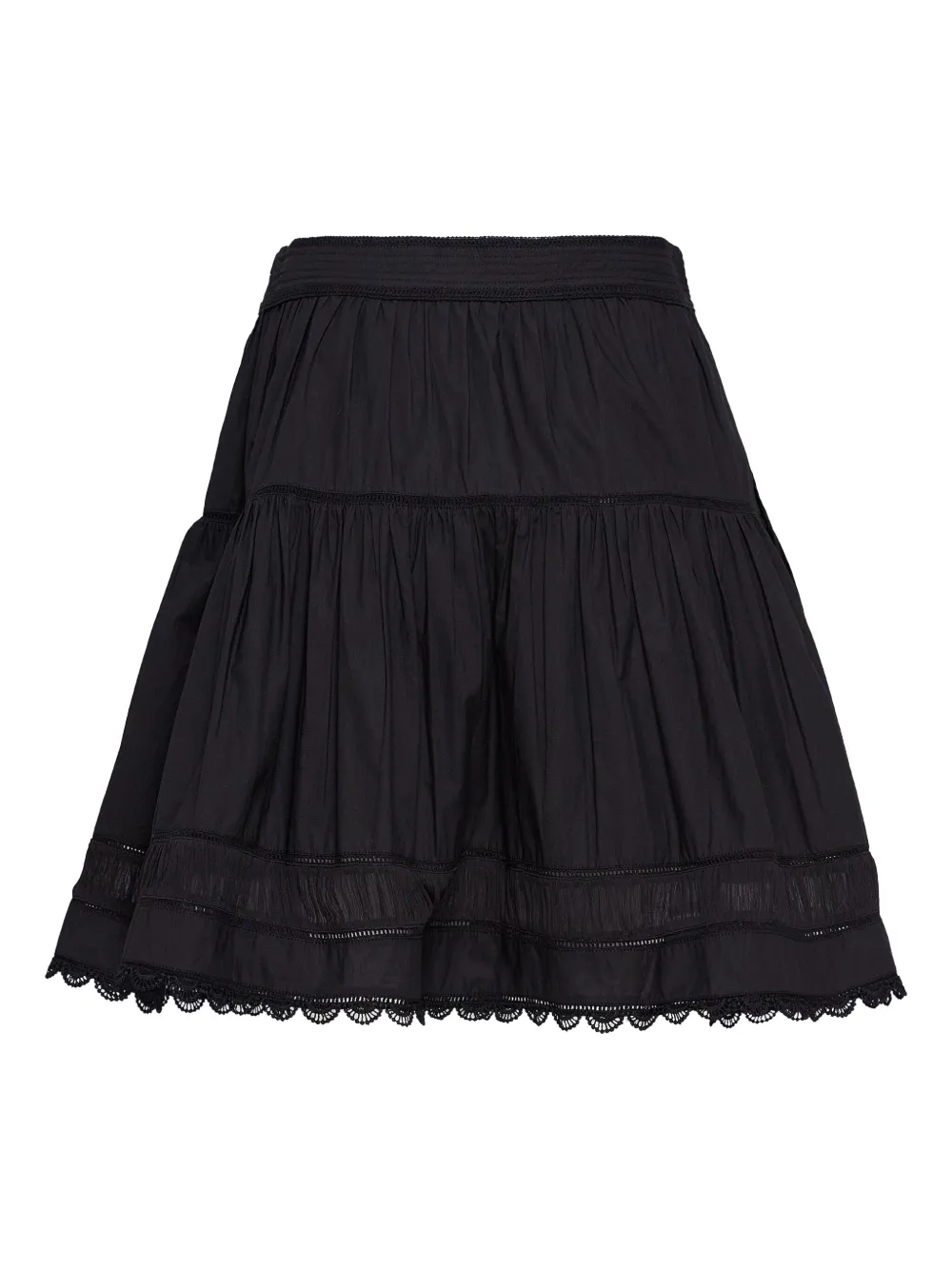Ulla Johnson Ayla tiered lace-trimmed mini skirt Zwart