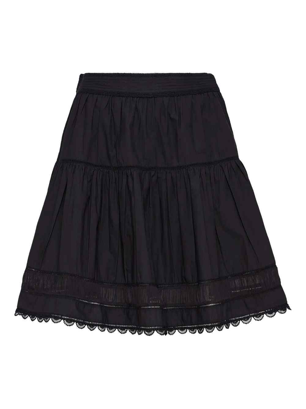 Ulla Johnson Ayla Tiered Lace-trimmed Mini Skirt In Black