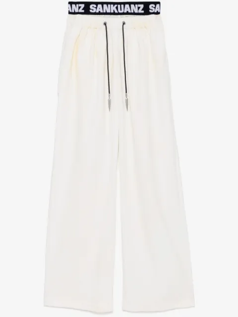 Sankuanz pantalon de jogging à effet délavé
