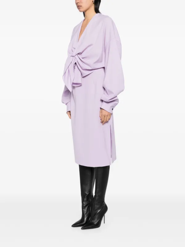 strapless open back dress Purple With Tie Collar Turkish Dress 44 main image 0