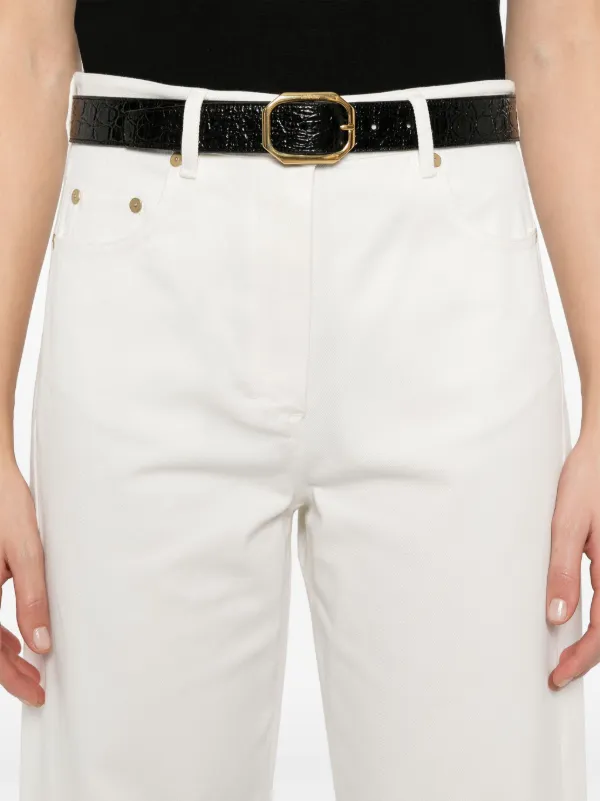 ★25SS S Max Mara CERVIA ストレッチ コットン デニム パンツ チェルビア] ストレッチ コットン ブル デニム パンツ, white