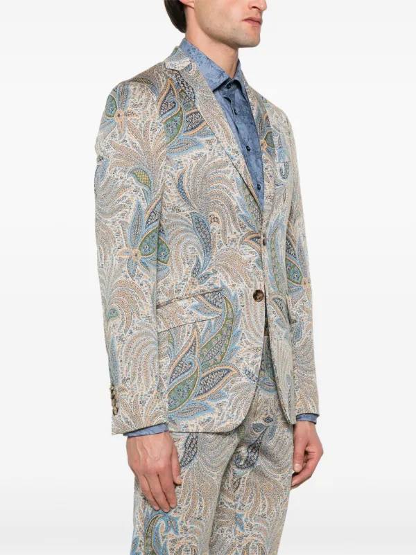 テーラードジャケット ETRO 'Decorative Basting' blazer (MRCA002699TU2H8 B0387) ETRO paisley-print Blazer | Blue | FARFETCH