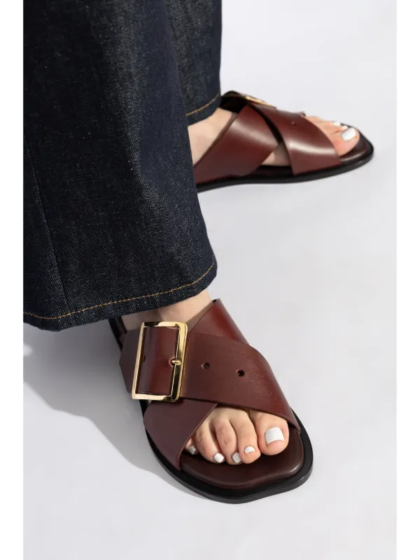 サンダル・ミュール Loewe \"Petal Belt\" sandals Petal Belt flat sandal in vegetable-tanned calfskin Red - LOEWE