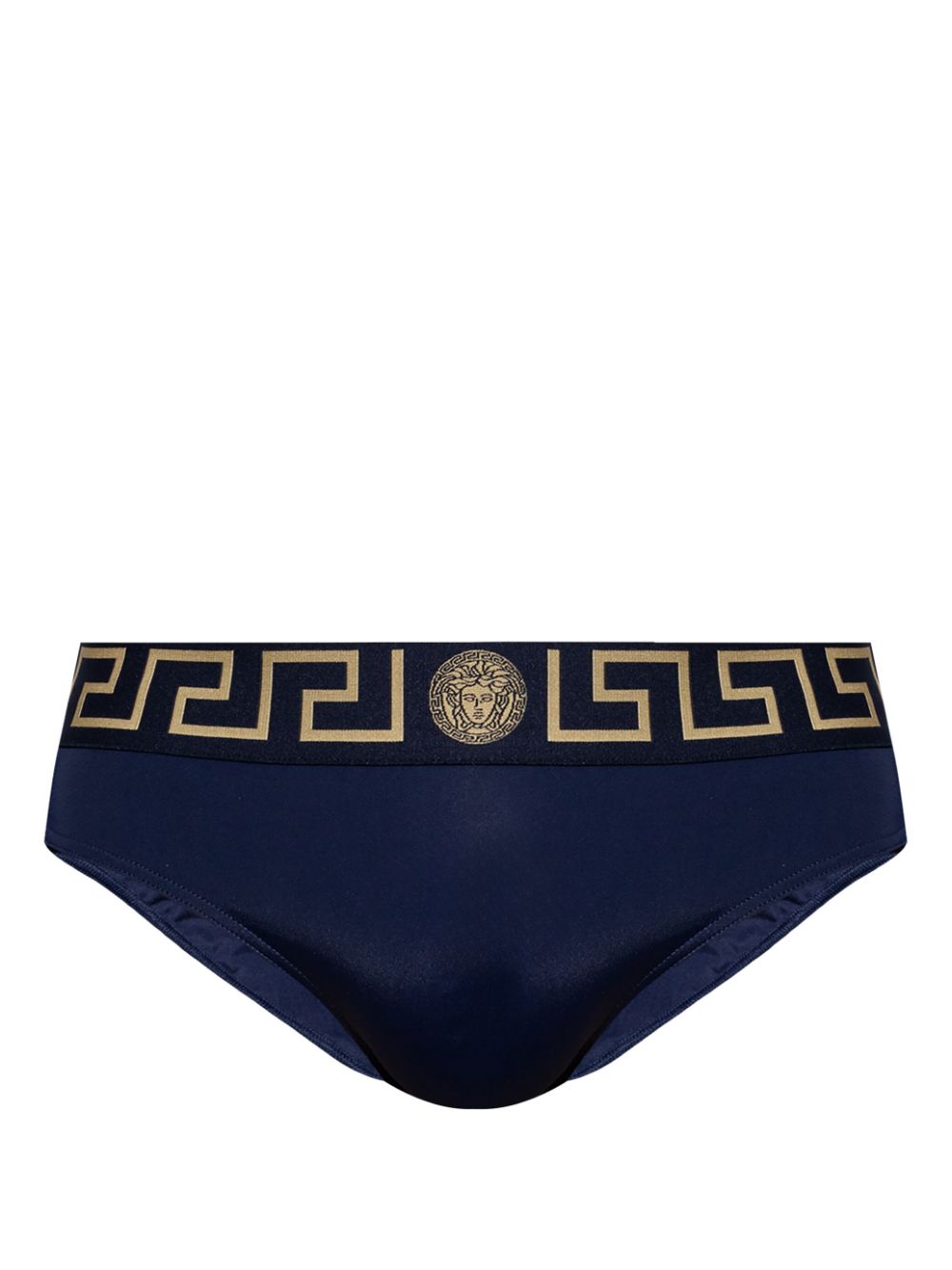 Versace Slip met Greca-afwerking Blauw