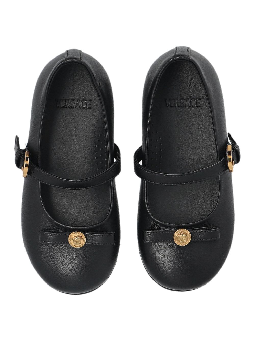 Versace Kids Leren ballerina's 1B00V BLACK + GOLD