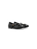 Versace Kids logo-plaque leather ballerina shoes - 1B00V BLACK + GOLD