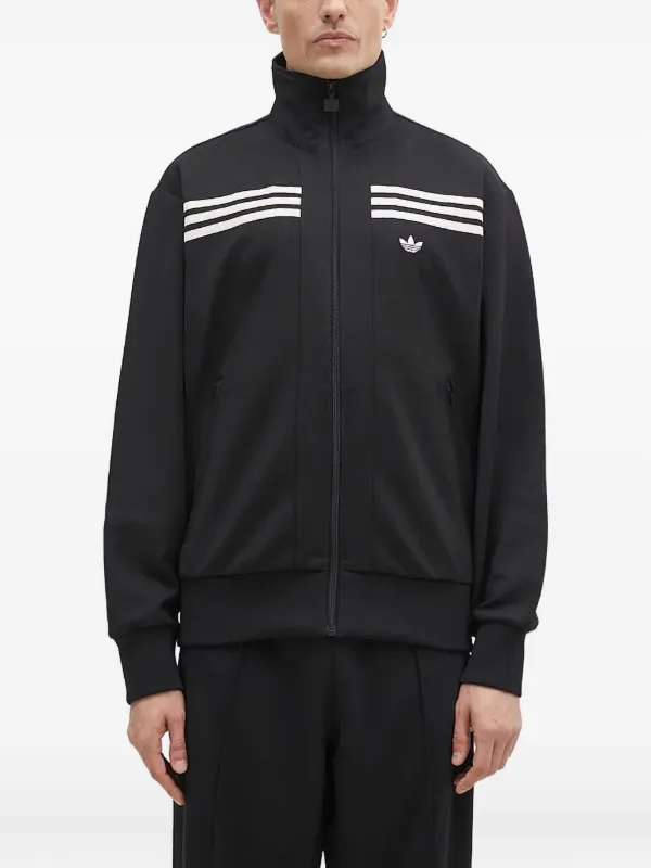 Adidas three-stripe Detail zip-up Sweatshirt Black FARFETCH PH