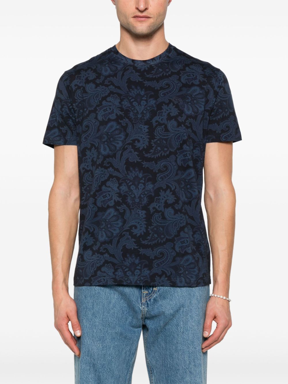 ETRO T-shirt met paisley-print - Zwart